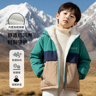 男童加绒外套2025新款加厚棉服帅气派克服痞帅冬装超好看冬季棉衣