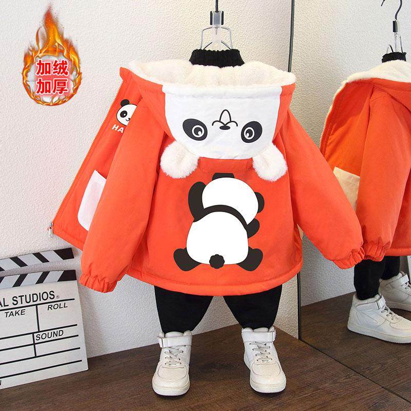 男童加绒外套冬季加厚棉服