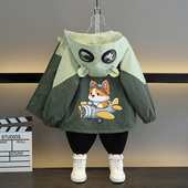 秋装 男童春装 冲锋衣休闲上衣儿童连帽痞帅潮童装 2026新款 外套薄款