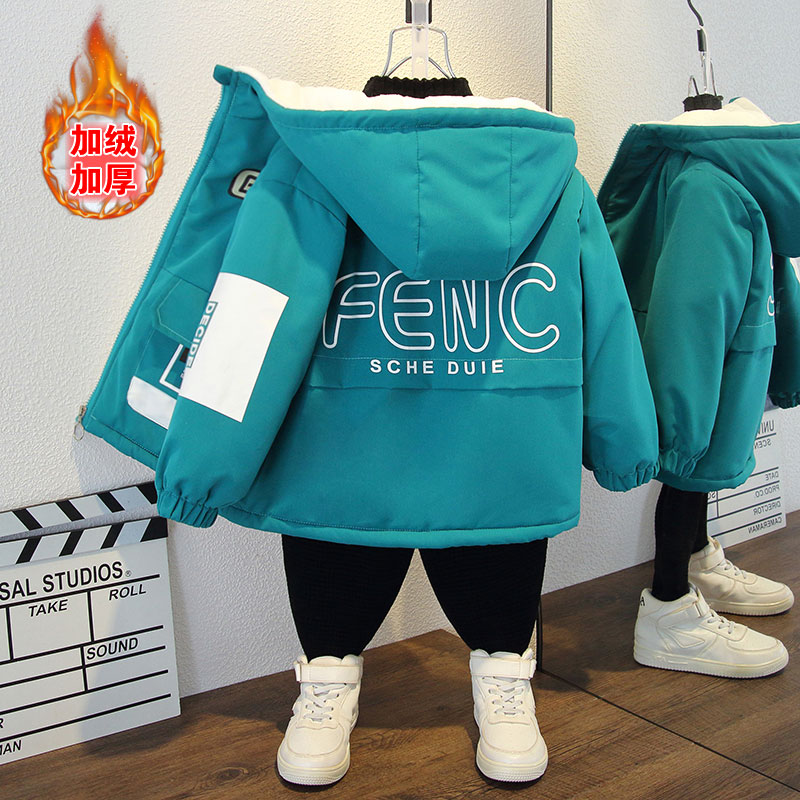 男童加绒外套2025新款冬季棉服加厚棉衣儿童派克服洋气童装中小童