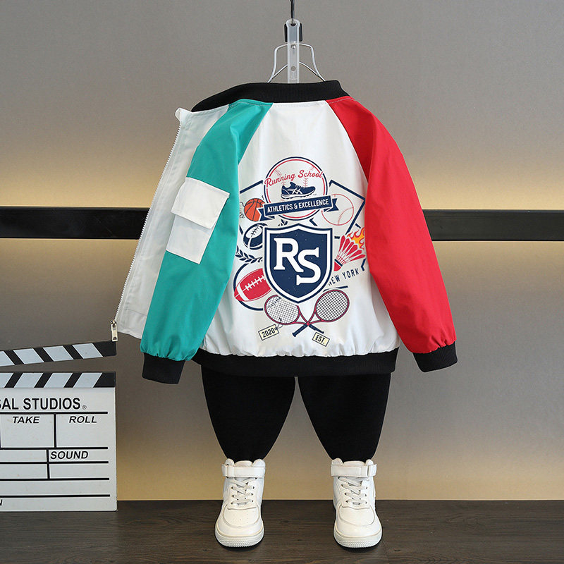 男童春装外套薄款2026新款冲锋衣夹克帅气儿童秋装棒球服痞帅童装