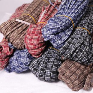 5mm10mm格子纹棉布条压条diy手工材料手链项链箱包编织服装辅料