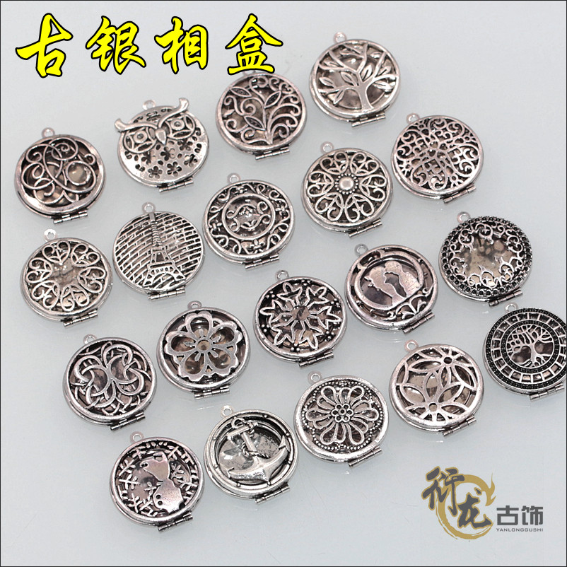 diy饰品配件材料 古银色小相盒挂饰 项链手机箱包挂件 手工材料