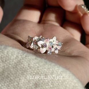 960纯银戒指女设计小众原创无尽夏戒指绣球花手工戒 无尽花序