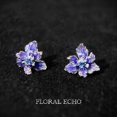 原创鸢尾花耳钉 花开小夜曲 珐琅925银精致手工小众高级感养耳