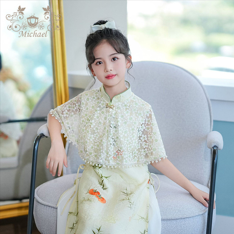 女童披肩夏季薄款儿童防晒服礼服斗篷公主裙外搭连衣裙古风外套夏