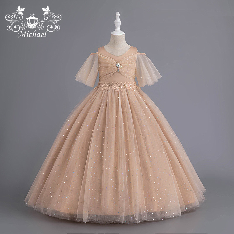 女童高级感公主裙网纱长裙儿童钢琴演奏主持走秀晚礼服生日花童服