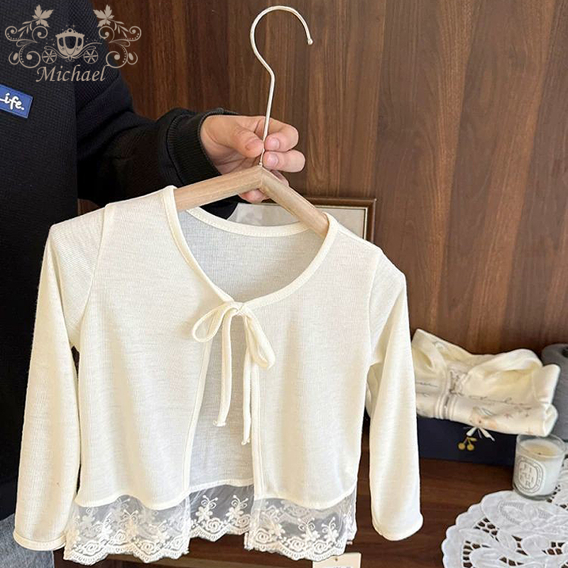 女宝宝薄款细针织空调开衫女童夏季2025新款女婴儿防晒衣披肩外套
