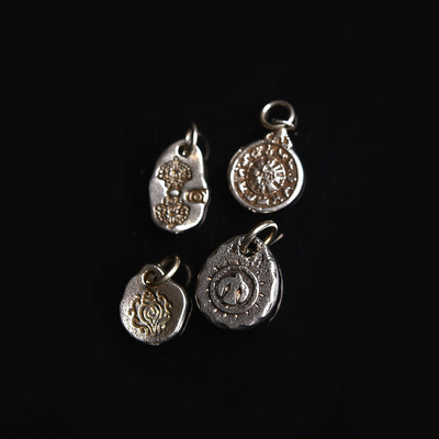 藏区白铜吊坠手工diy半成品挂件