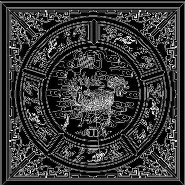 中式镂空实木花格雕刻雕花屏风CAD施工图模块图案福字仙鹤麒麟