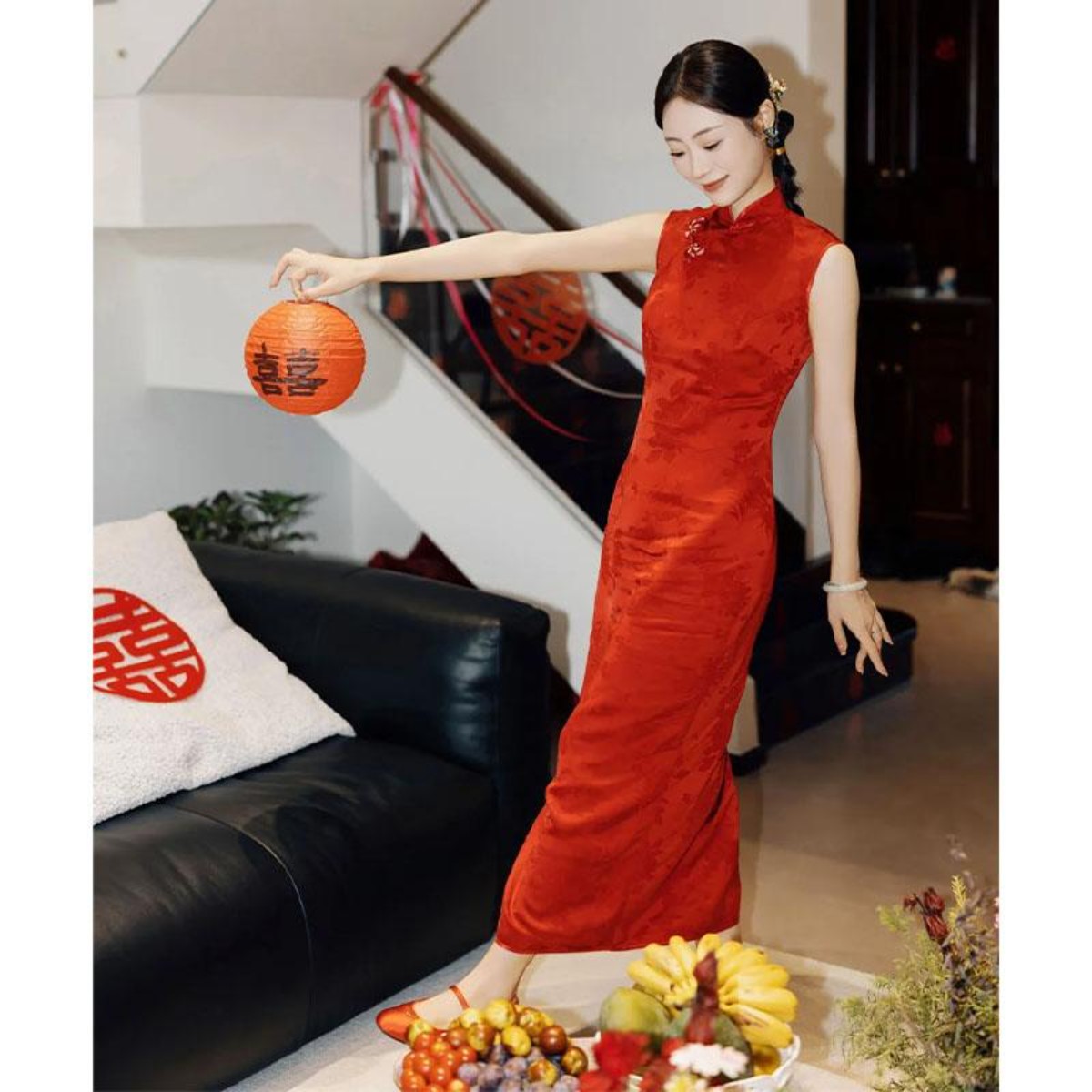 海棠记红色敬酒服新娘新中式旗袍小个子订婚礼服修身显白连衣裙回