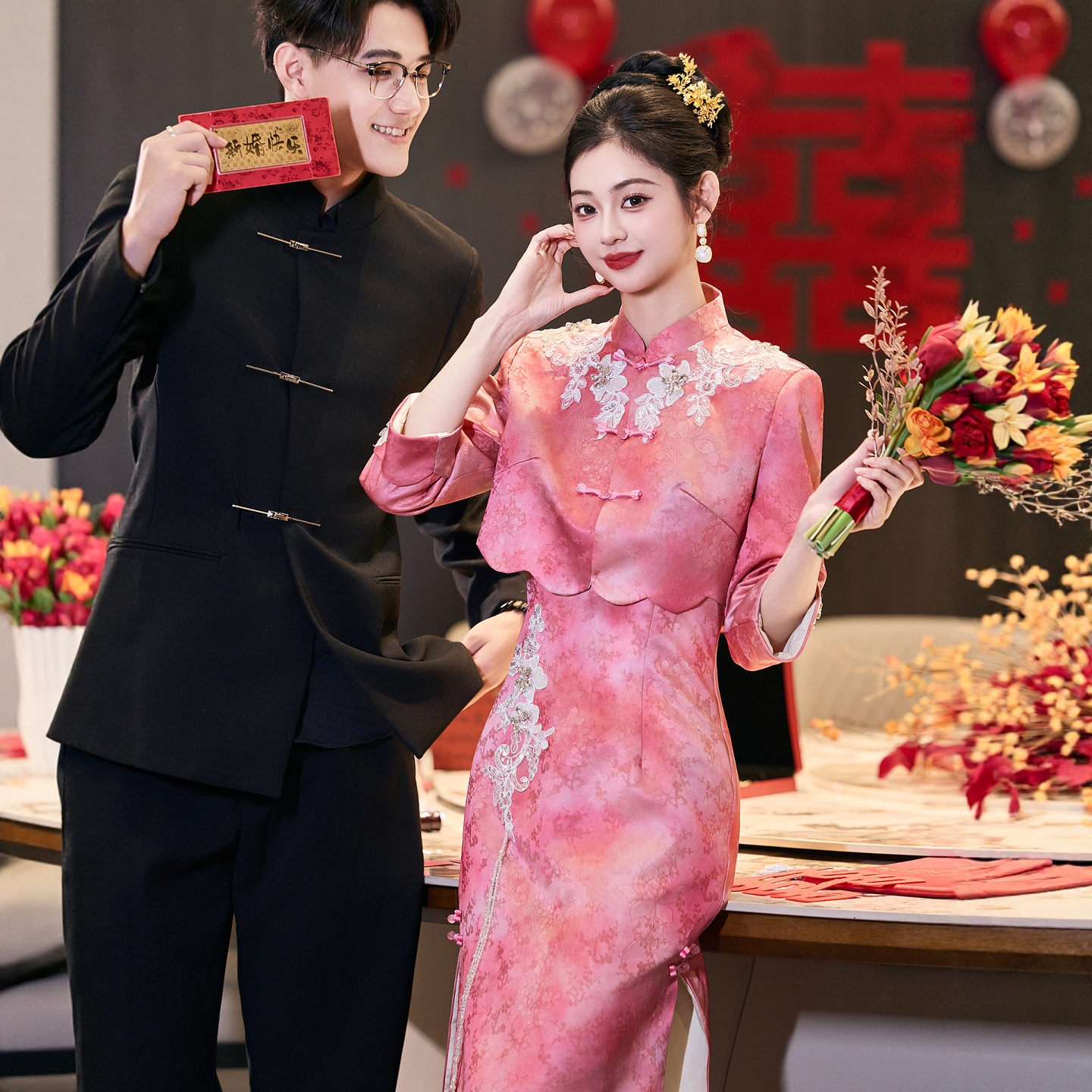 海棠记旗袍敬酒服新娘新中式订婚