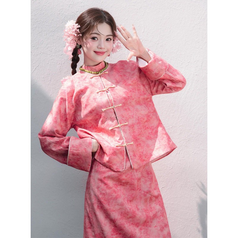海棠记新中式旗袍敬酒服2026新款粉色两件套晨袍新娘订婚礼服裙结