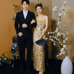 海棠记新中式晨袍夏女高级感新娘结婚敬酒服订婚礼服抹胸轻奢高端