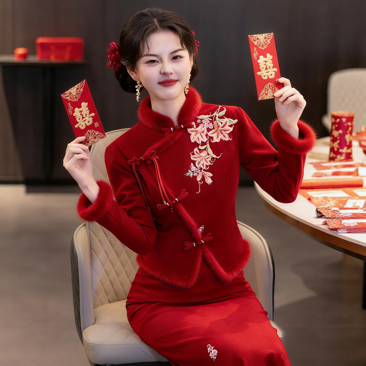 海棠记敬酒服新娘冬装小个新中式