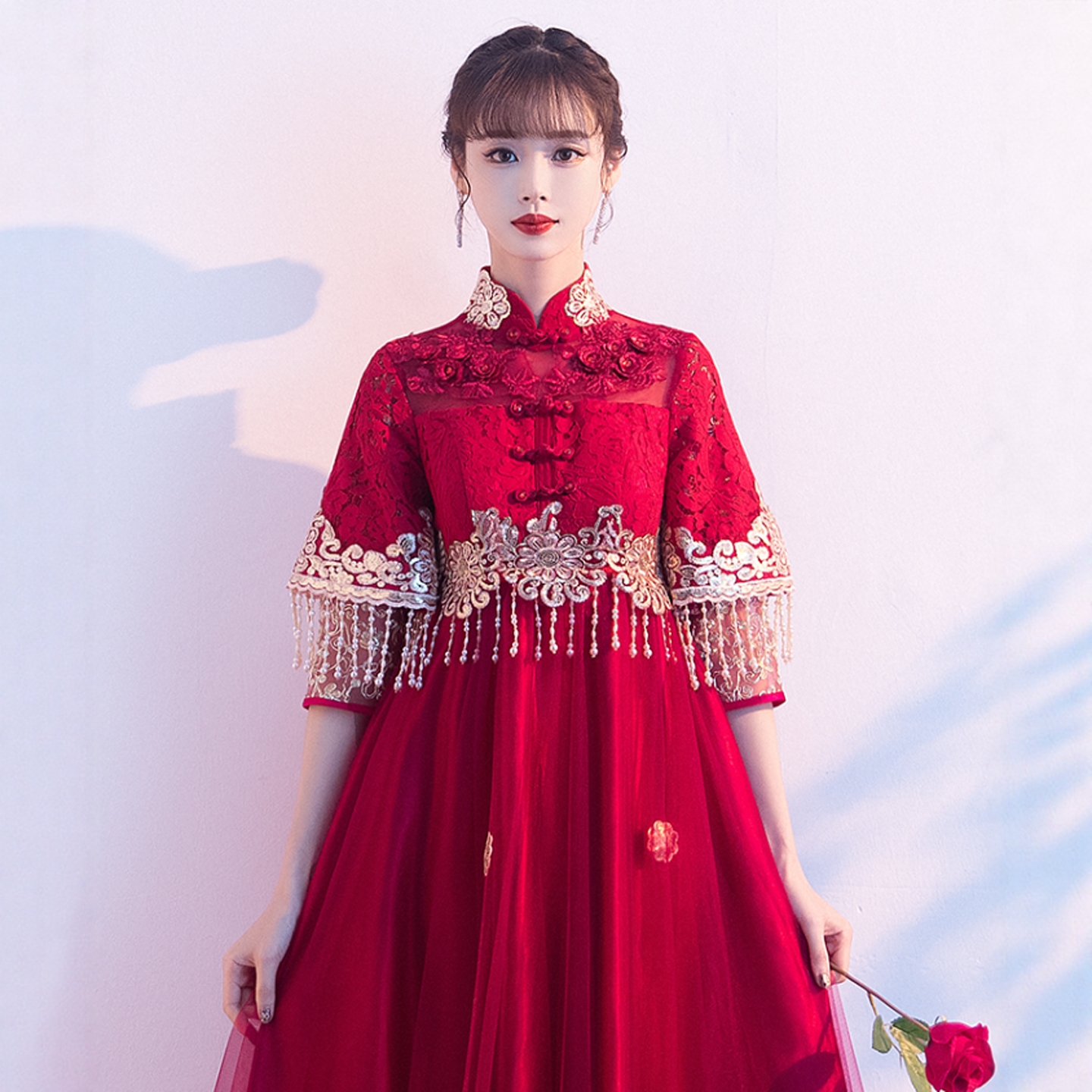 海棠记孕妇敬酒服大码胖mm订婚服