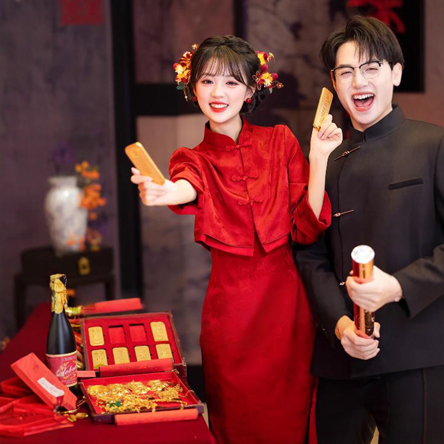 海棠记红新中式敬酒服新娘长袖款