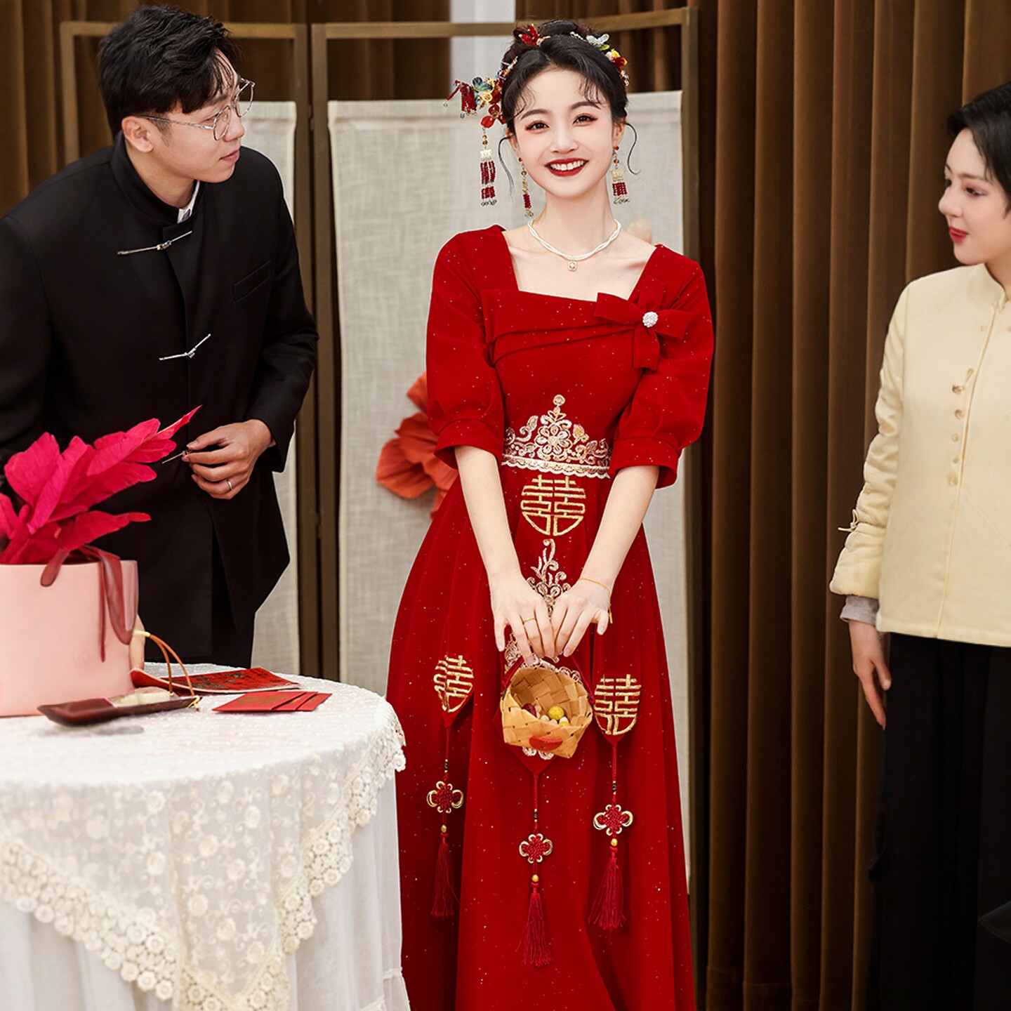 海棠记敬酒服新大码胖mm新娘订婚连衣裙孕妇高腰结婚答谢宴晚礼服