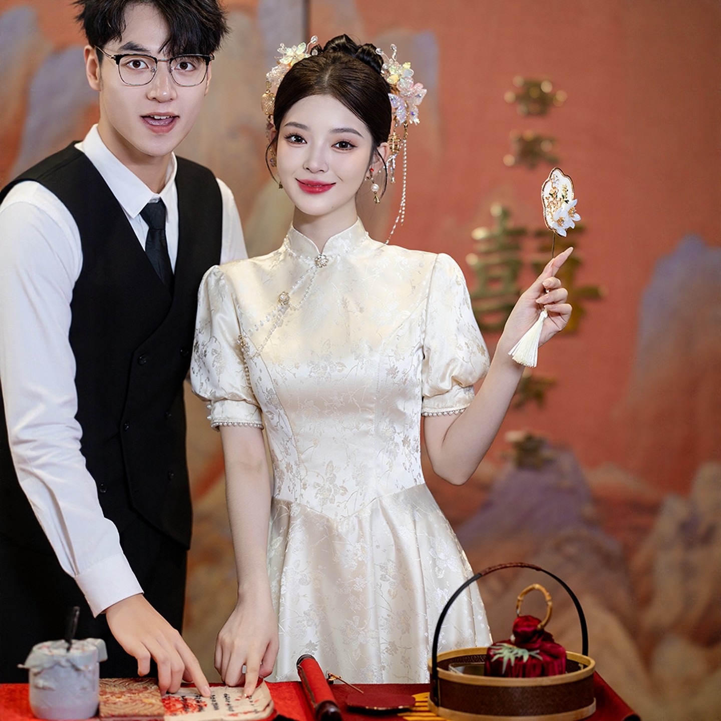 海棠记香槟色订婚旗袍敬酒服新娘小个子结婚礼服连衣裙新中式改良