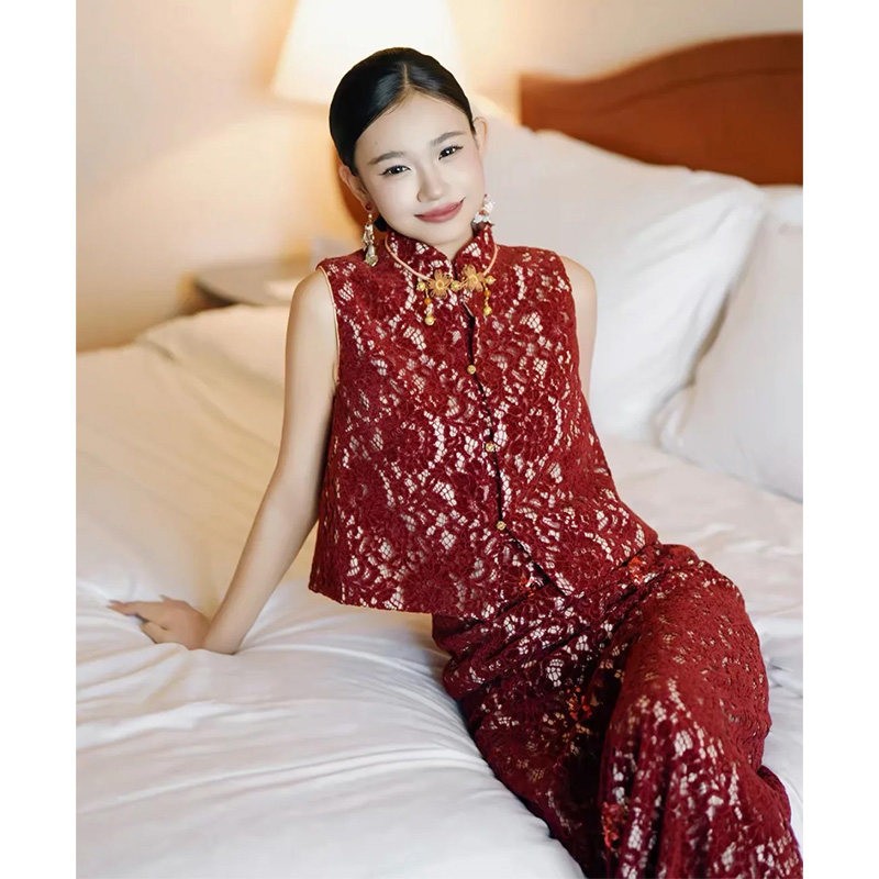 海棠记新中式敬酒服新娘结婚订婚礼服女红色改良旗袍高级感宴会礼