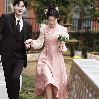 海棠记孕妇敬酒服新中式旗袍订婚