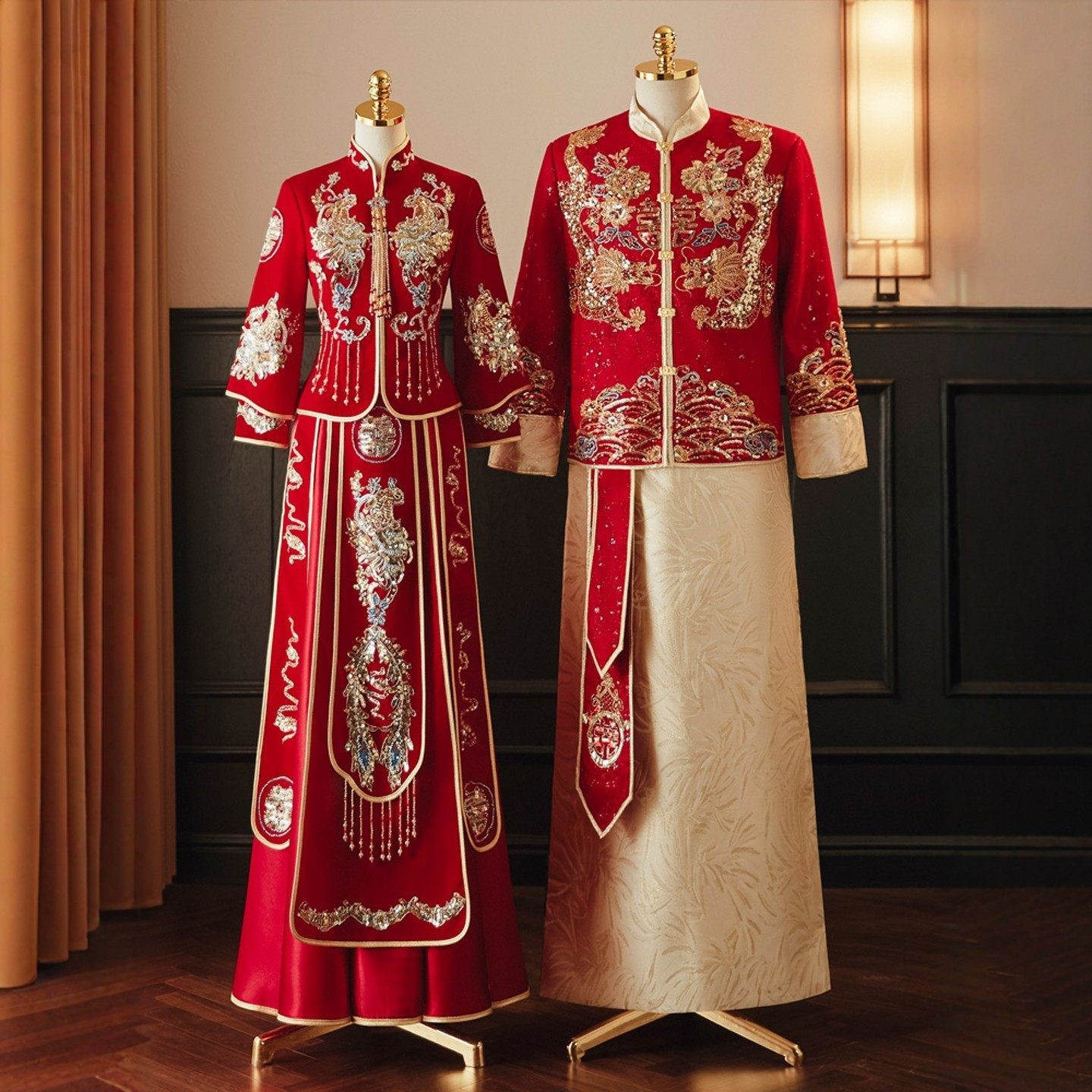 海棠记新款秀禾服男中式新郎结婚礼服唐装大码接亲服新郎装敬酒服