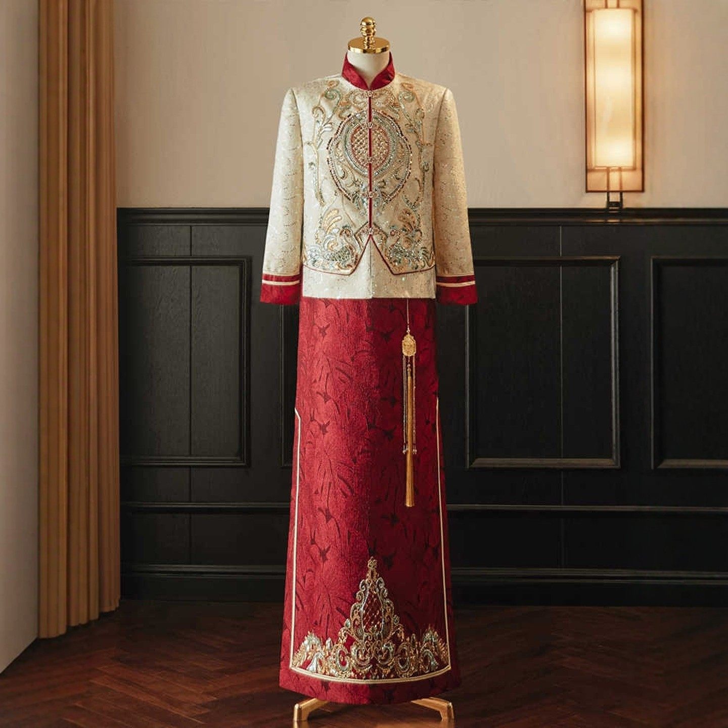 海棠记香槟色男士秀禾服新郎新中式礼服结婚唐装敬酒接亲大码男装