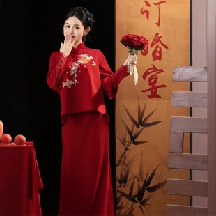 高端轻奢小众国风新娘敬酒服回门服装 海棠记新中式 订婚礼服裙新款