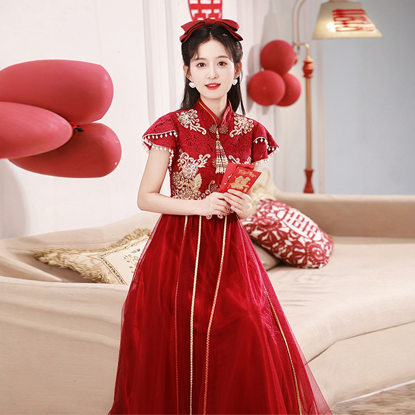 海棠记敬酒服新款大码胖mm旗袍裙