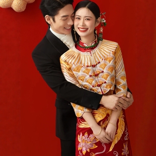 重工结婚中式 新娘冬季 敬酒服 秀禾服旗袍婚服新款 海棠记何超莲同款