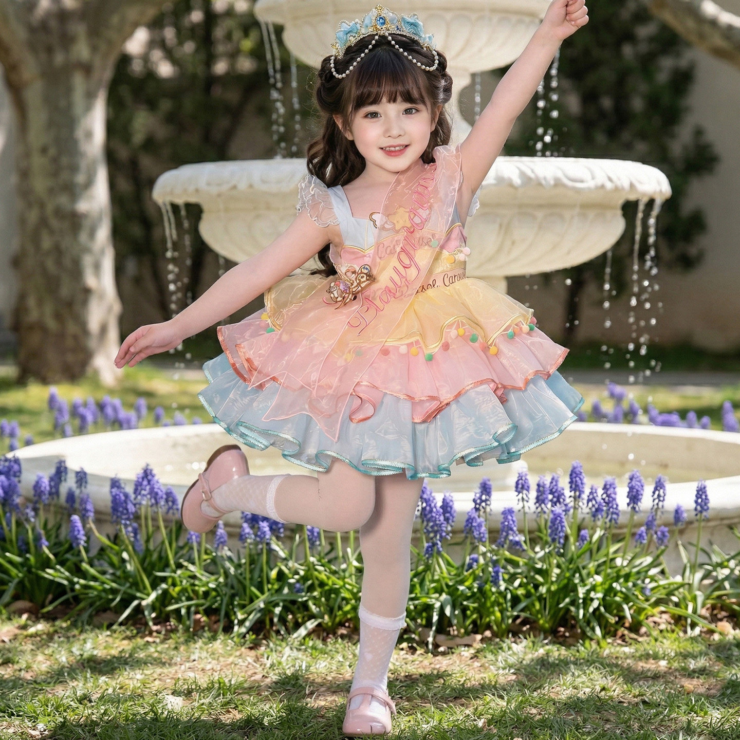 女童洛丽塔公主裙夏季儿童旋转木马生日礼服裙小女孩蓬蓬连衣裙夏