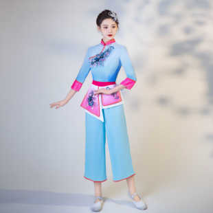 农民丰收节服装斗笠舞蹈演出服民族舞村姑采茶舞演出服装新款成人