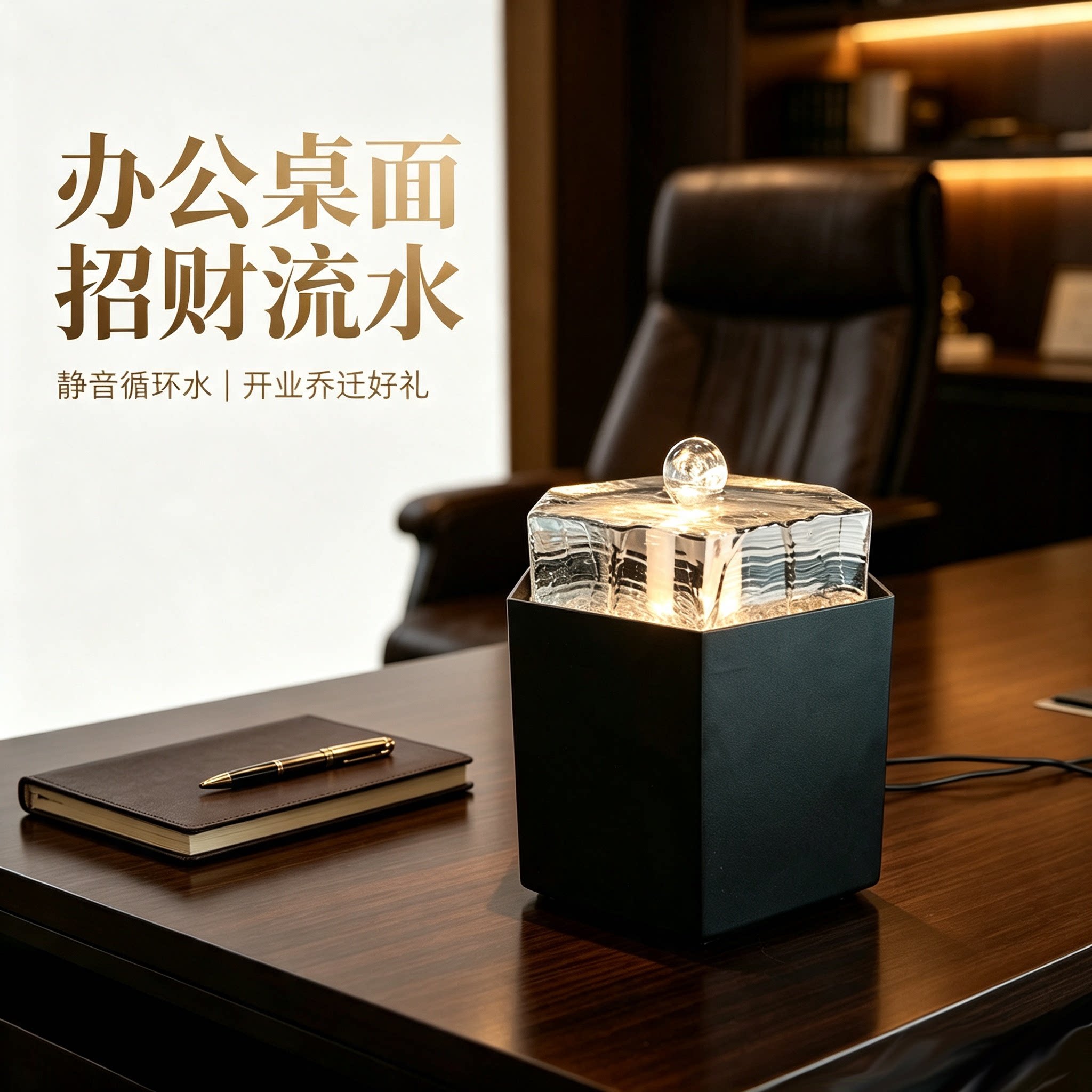 招财流水摆件循环水玄关定制