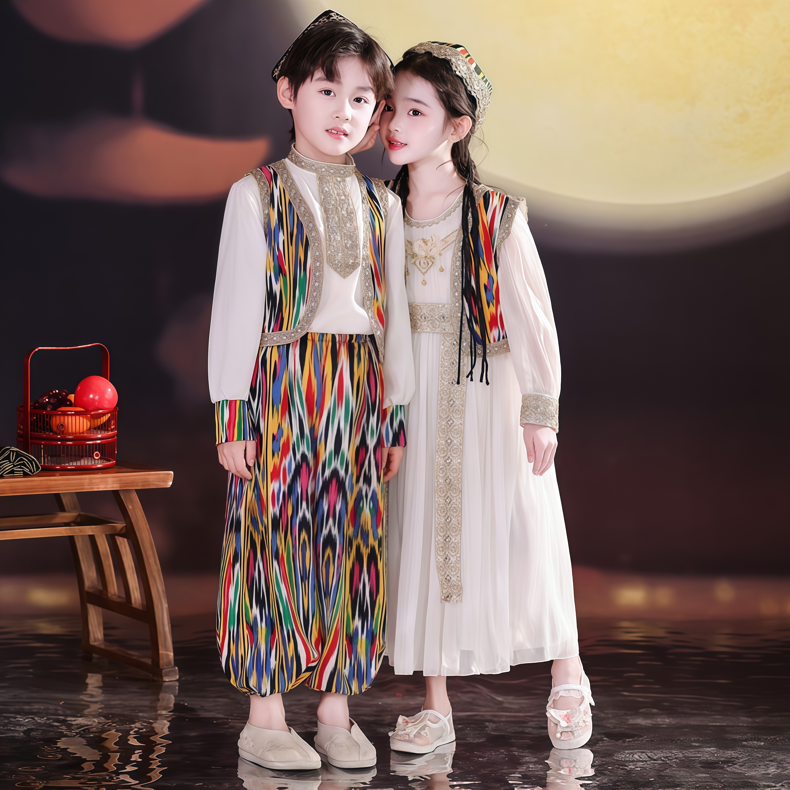 新疆维族儿童演出服男女童少数民族服装维吾尔族表演服运动会服装