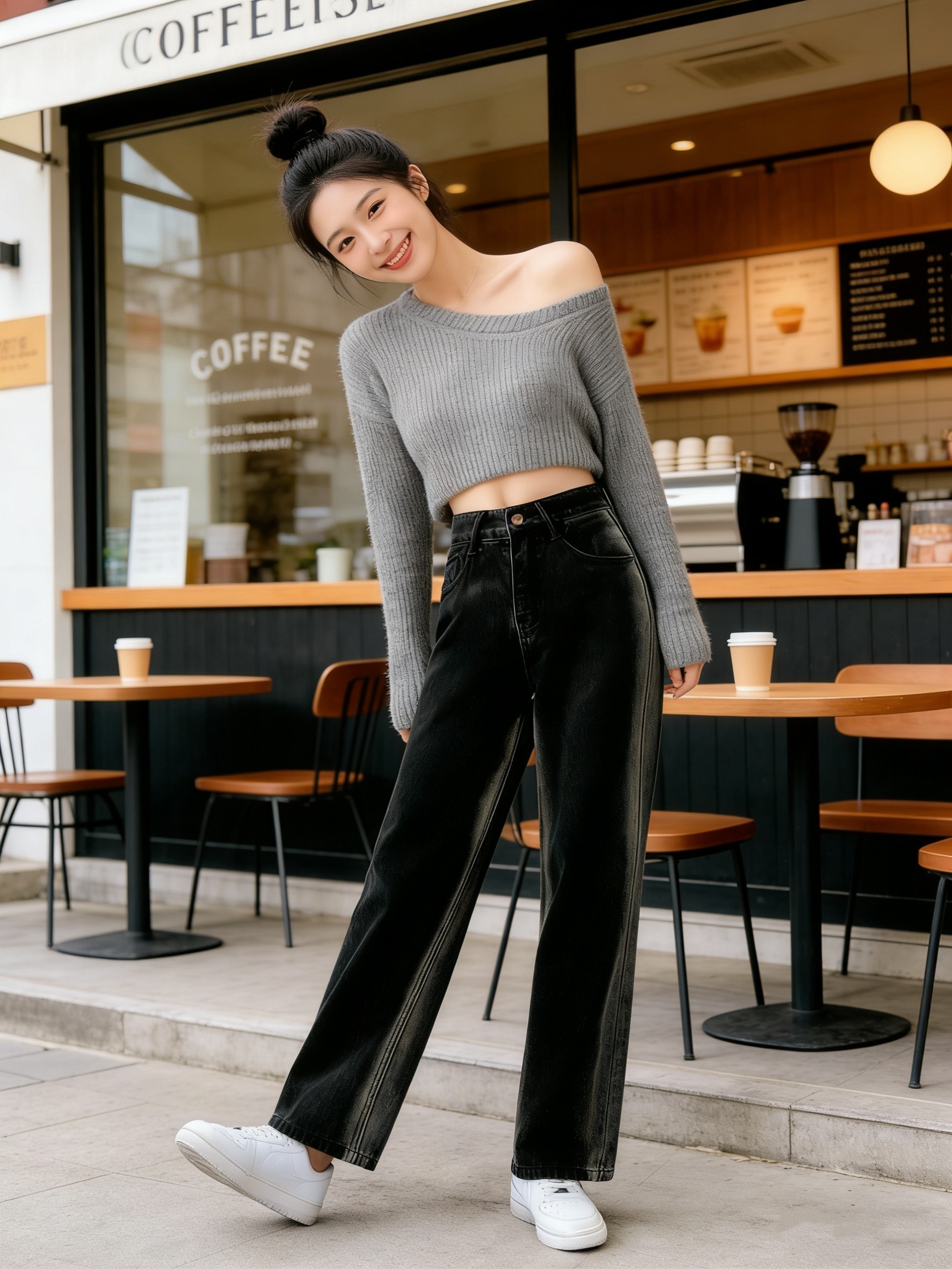 晚晴小码xxs码150小个子显高牛仔裤女高腰显瘦直筒裤阔腿裤拖地裤