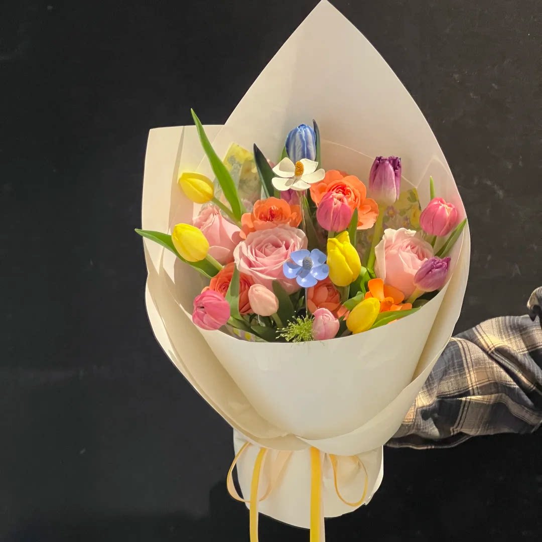 郁金香花束鲜花多巴胺郁金香花束送闺蜜送女友生日北京同城送花