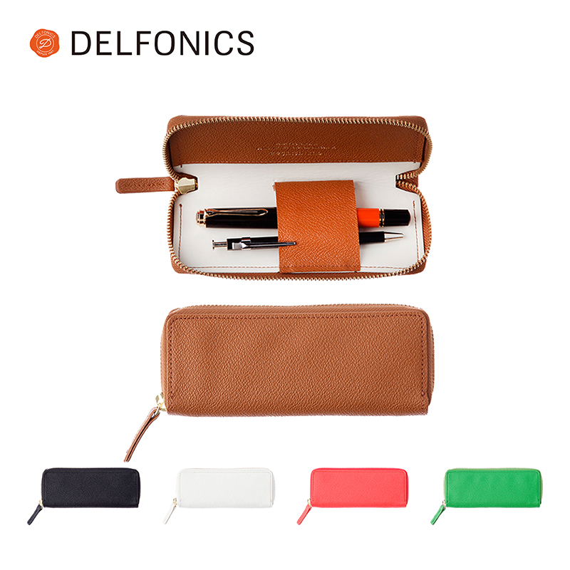 金属拉链式合成皮革商务时尚笔袋