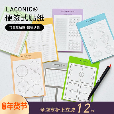LACONIC功能型手帐贴纸月计划清单备忘自我管理雷达图圆形图