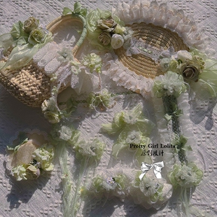 原创绿色VTG系列春款儿童洛丽塔发饰扁帽发夹锁骨链手提包里雾诗