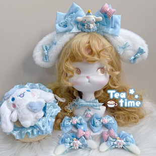 原创大花手作卡通玉桂狗发饰大耳狗发箍玩偶发夹耳朵挎包锁骨链