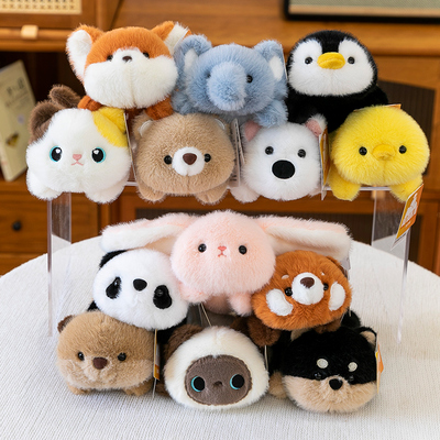 新款掌中宝趴趴小浣熊大象柴犬公仔可爱桌伴玩偶手腕垫三花猫娃娃