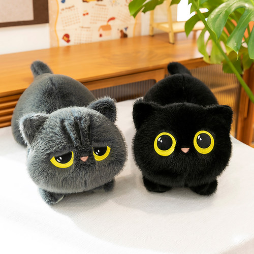 超软趴姿黑猫公仔可爱猫咪玩偶毛绒玩具小猫抱枕布娃娃送女孩礼物
