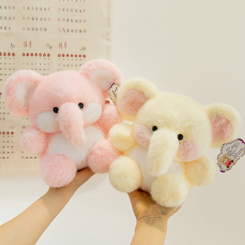 可爱卡通彩色大象毛绒玩具呆萌治愈系熊猫玩偶男女孩生日礼物公仔