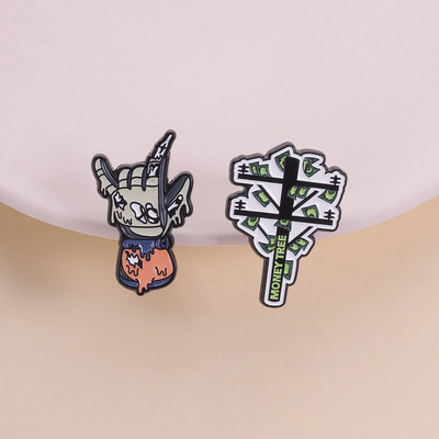 恐怖稻草人美元钞票造型胸针lineman手套电线杆金属徽章百搭服饰