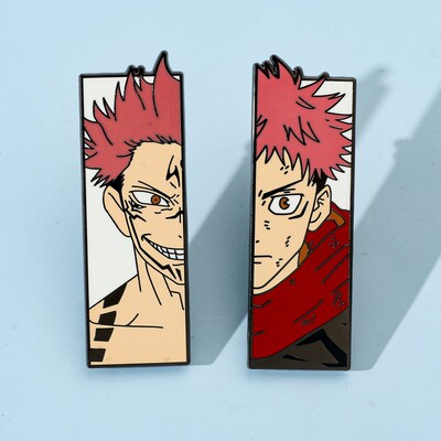 日系卡通动漫咒术回战金属徽章虎杖悠仁双面宿摊合金胸针配饰品
