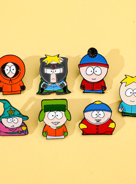 卡通游戏周边金属徽章南方公园人物合金胸针 South Park 包包配饰