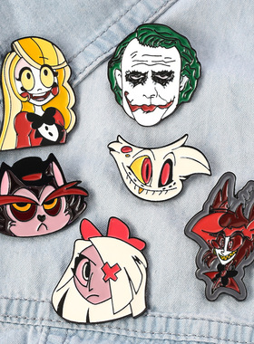 Hazbin Hotel 地狱客栈胸针周边二次元小丑卡通滴油合金徽章扣