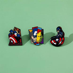 影视卡通漫威超级英雄人物金属徽章美国队长合金滴油胸针配饰品
