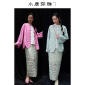 小鹿弥雅 原创设计炒色提花外套 新中式 桃之窈窈 薄荷曼波