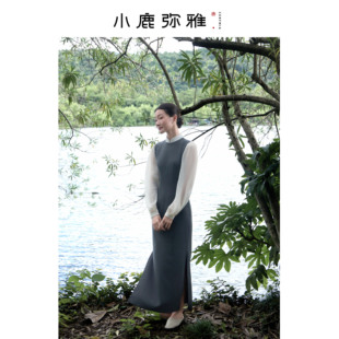 小鹿弥雅《女作家》系列原创新中式假两件长袖旗袍裙秋